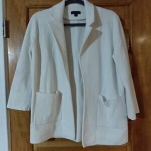 J.Crew Sophie Ivory Merino Wool Blend Open Blazer Cardigan Jacket Med.